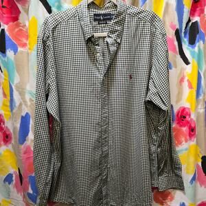 Ralph Lauren Classic Fit green gingham long sleeve button-up shirt XL